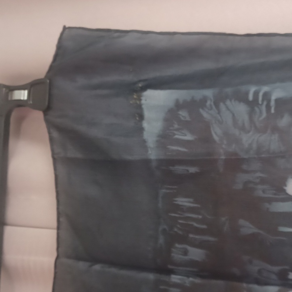 Trade Routes Silk Scarf Black Slate Blue Marble Tie Dye 16×53 - Picture 9 of 15